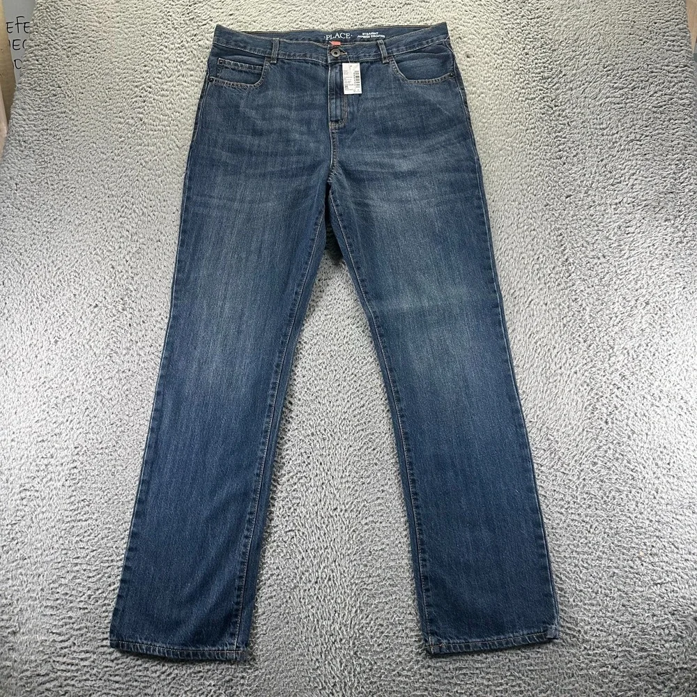 The Children's Place Jeans‎ Boys 20H Blue Cotton Denim Straight Leg Faded Travel